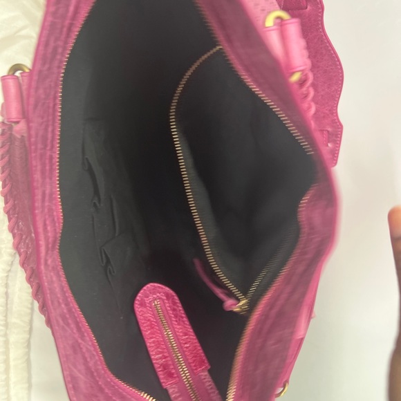 BALENCIAGA Purple Pink Perforated Fuchsia Leather GIANT GOLD HW MINI CITY BAG - Picture 10 of 15
